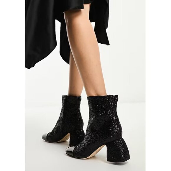 Circus NY by Sam Edelman Women's Black Glitter Osten Cap Toe Boot Size - Picture 3 of 9